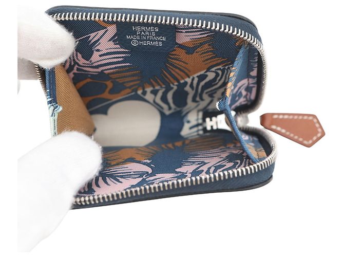 Hermès Cartera compacta de seda Hermes Azap Compact Mini en Bleu de Plus Azul - vista 4