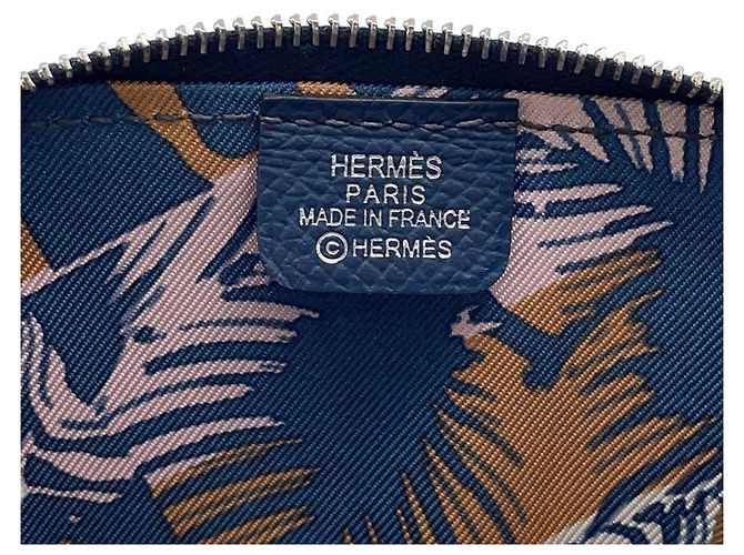 Hermès Cartera compacta de seda Hermes Azap Compact Mini en Bleu de Plus Azul - vista 9
