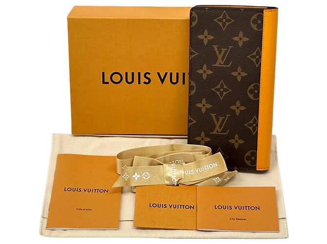Louis Vuitton Monogram Macassar Long Wallet Brown Golden Orange - view 7