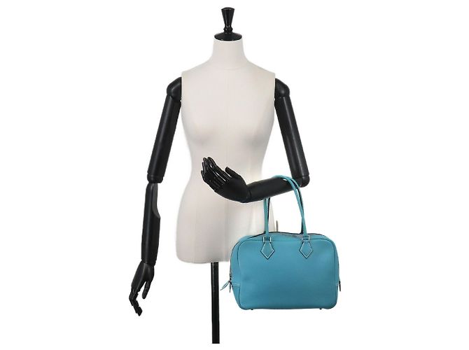Hermès Hermes Plume 28 Handtasche aus Togo-Leder in Blue Jean Blau - Ansicht 10