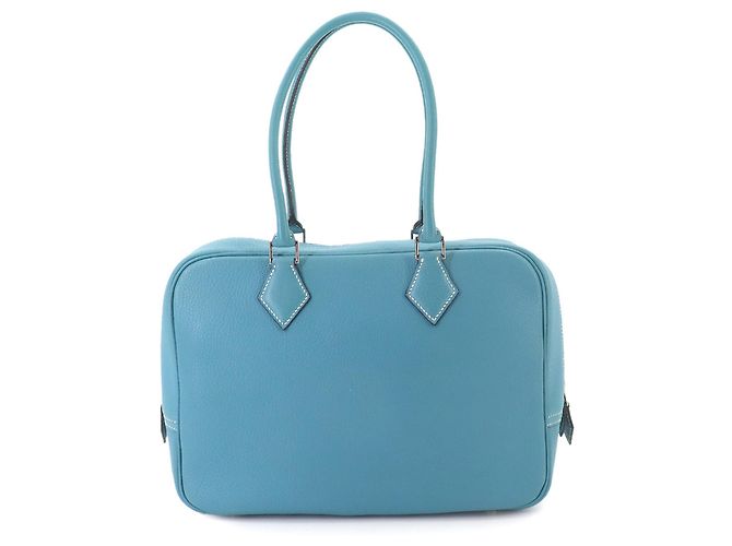 Hermès Hermes Plume 28 Handtasche aus Togo-Leder in Blue Jean Blau - Ansicht 2