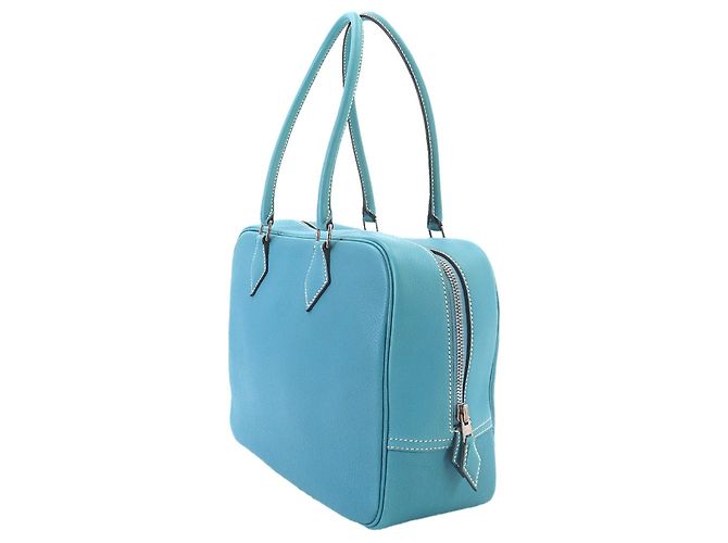 Hermès Hermes Plume 28 Handtasche aus Togo-Leder in Blue Jean Blau - Ansicht 3