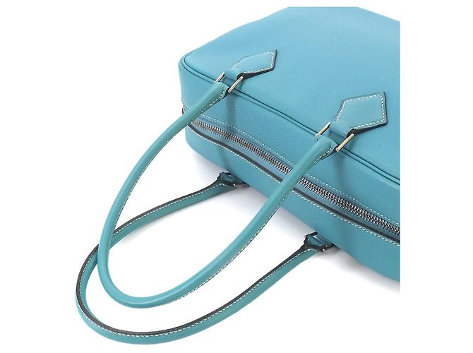 Hermès Hermes Plume 28 Handtasche aus Togo-Leder in Blue Jean Blau - Ansicht 5