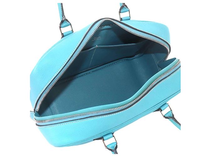 Hermès Hermes Plume 28 Handtasche aus Togo-Leder in Blue Jean Blau - Ansicht 6