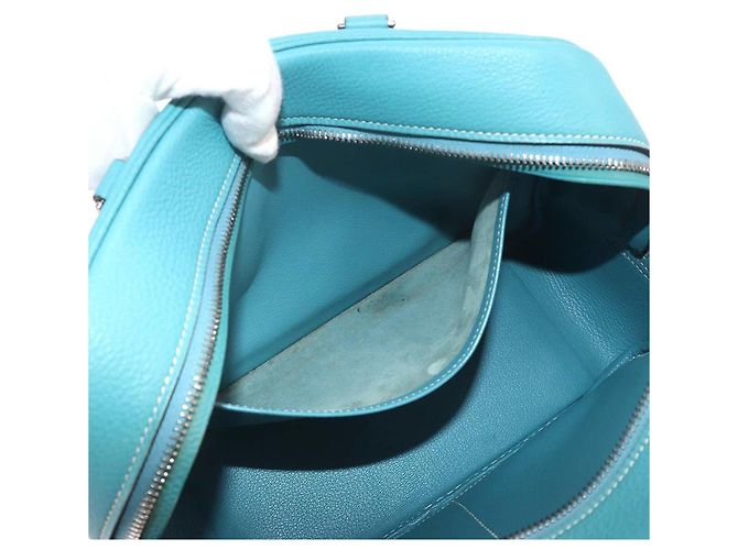 Hermès Hermes Plume 28 Handtasche aus Togo-Leder in Blue Jean Blau - Ansicht 7