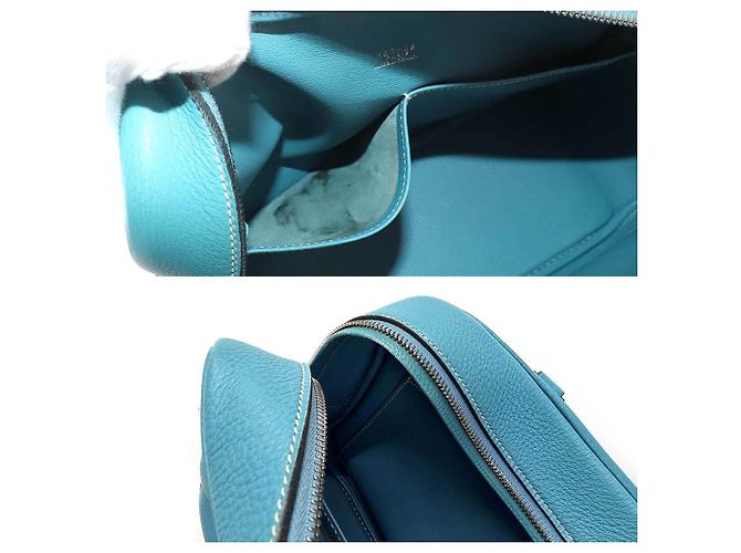Hermès Hermes Plume 28 Handtasche aus Togo-Leder in Blue Jean Blau - Ansicht 8