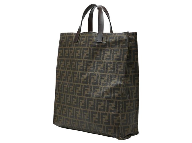 Borsa Tote Fendi Zucca marrone pelle e PVC - vista 2