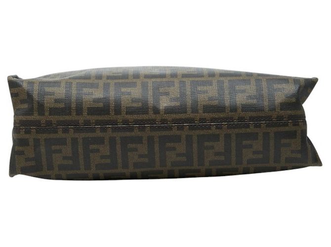 Borsa Tote Fendi Zucca marrone pelle e PVC - vista 3