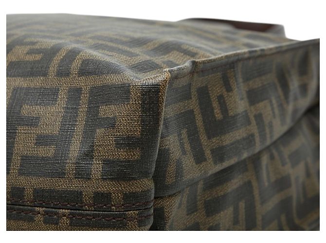Borsa Tote Fendi Zucca marrone pelle e PVC - vista 6