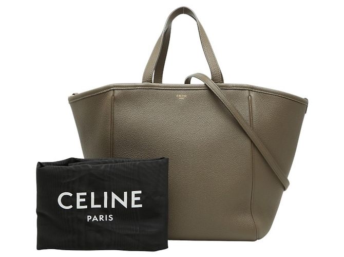 Céline Borsa cabas Celine Small Fold in pelle beige - vista 12
