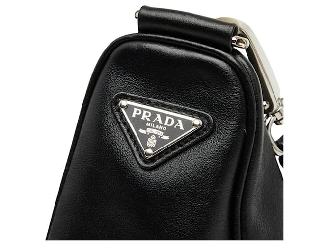 Borsa a tracolla con placca logo Triangle Prada Nero - vista 4