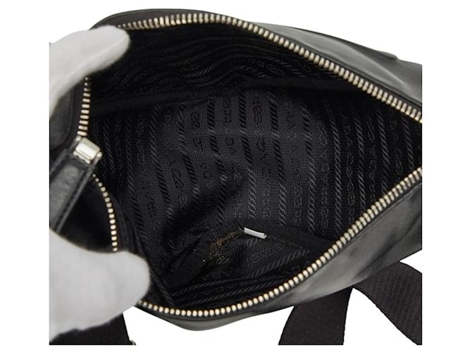 Borsa a tracolla con placca logo Triangle Prada Nero - vista 5