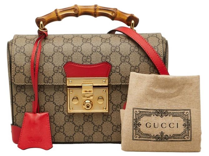 Borsa Gucci GG Small Bamboo Rosso Beige - vista 12
