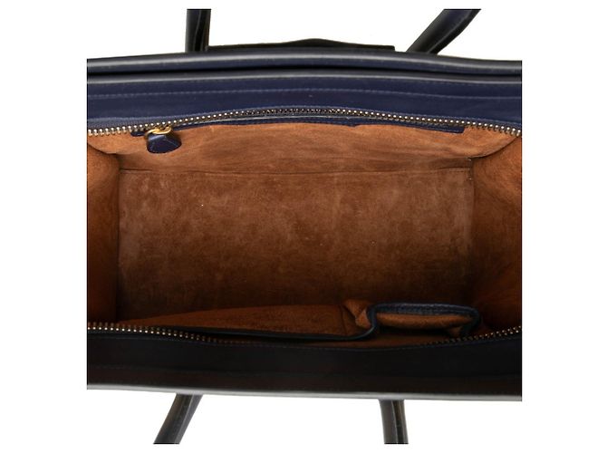 Céline Borsa Tote Celine Luggage Micro Shopper Marrone Giallo Blu navy - vista 4