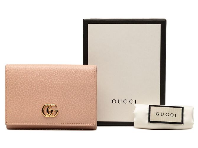 Portacarte in pelle rosa Gucci GG Marmont - vista 8