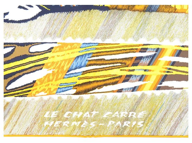 Silk In Hermès Hermes Carre 90 Double Face LE CHAT CARRE Sciarpa in seta Multicolore Giallo - vista 4