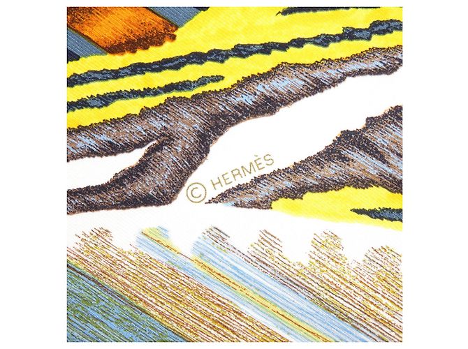 Silk In Hermès Hermes Carre 90 Double Face LE CHAT CARRE Sciarpa in seta Multicolore Giallo - vista 5