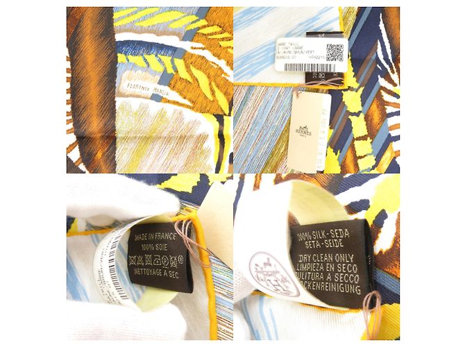 Silk In Hermès Hermes Carre 90 Double Face LE CHAT CARRE Sciarpa in seta Multicolore Giallo - vista 6
