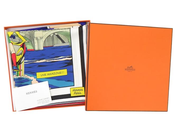 Hermès Sciarpa in seta Hermes Carre 90 Double Face Blu Multicolore Verde - vista 2