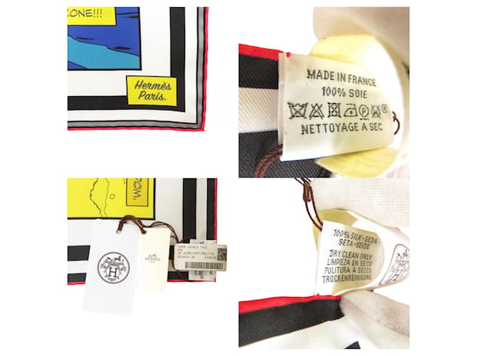 Hermès Sciarpa in seta Hermes Carre 90 Double Face Blu Multicolore Verde - vista 5