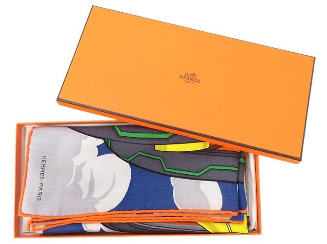 Hermès Sciarpa in seta Hermes Carre H100 Mega Chariot Blu Multicolore Arancione - vista 2