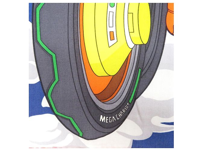 Hermès Sciarpa in seta Hermes Carre H100 Mega Chariot Blu Multicolore Arancione - vista 4