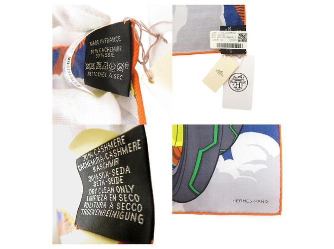Hermès Sciarpa in seta Hermes Carre H100 Mega Chariot Blu Multicolore Arancione - vista 5
