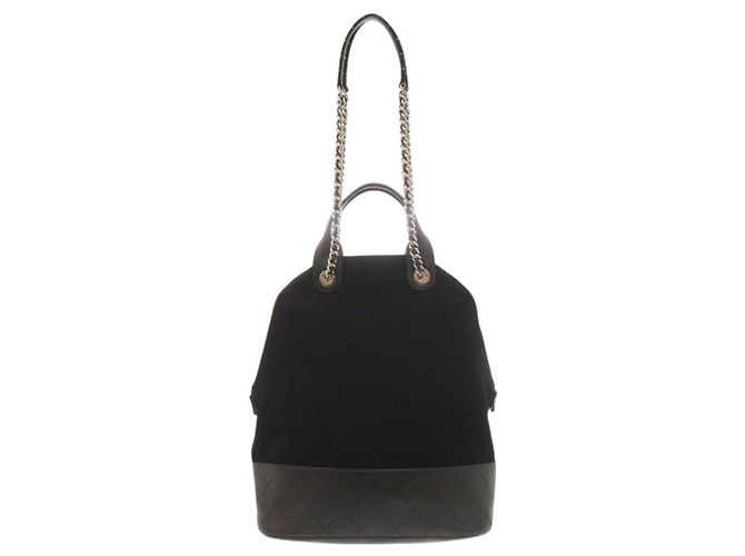 Borsa a tracolla 2-Way in lana e pelle ricamata Chanel Nero - vista 3