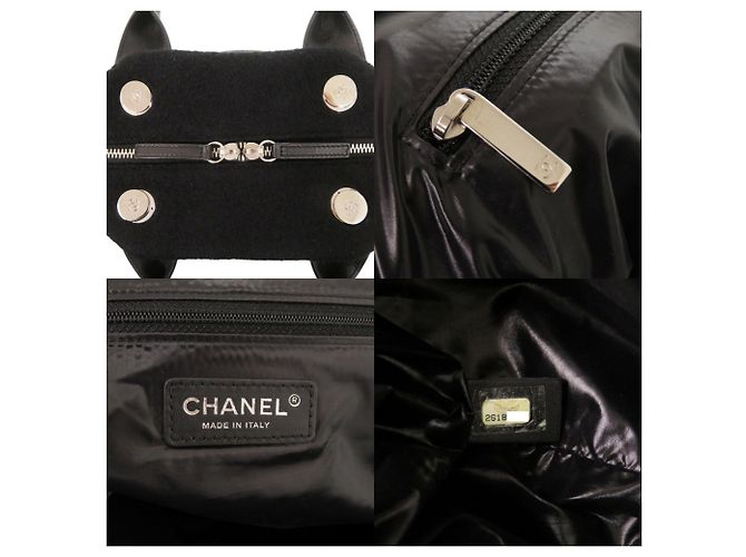 Borsa a tracolla 2-Way in lana e pelle ricamata Chanel Nero - vista 9