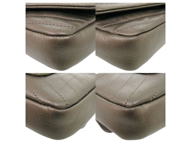 Borsa a tracolla in pelle Chanel Chevron Coco Mark Marrone - vista 4