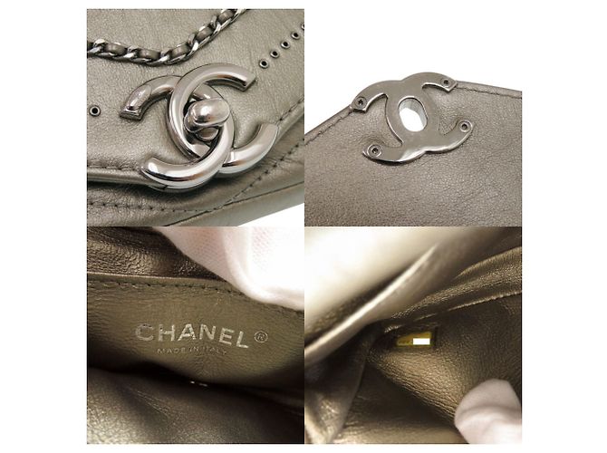 Borsa a tracolla in pelle Chanel Chevron Coco Mark Marrone - vista 9