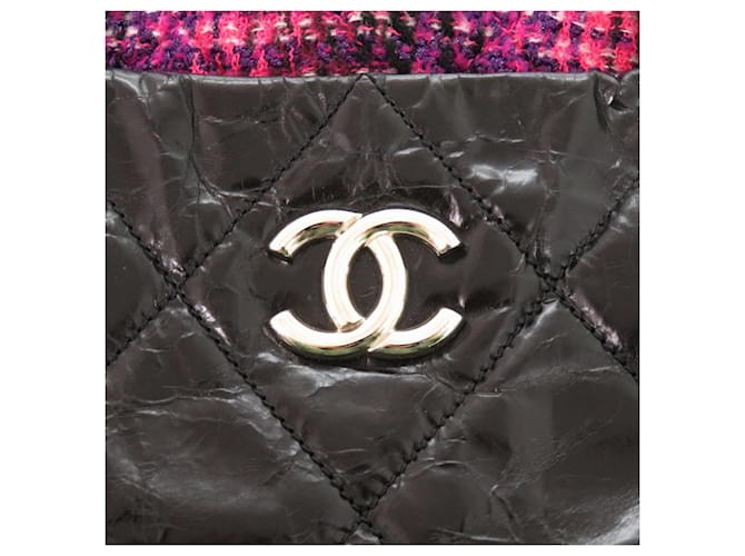 Borsa Chanel Matelassé Coco Mark Nero Rosa - vista 8