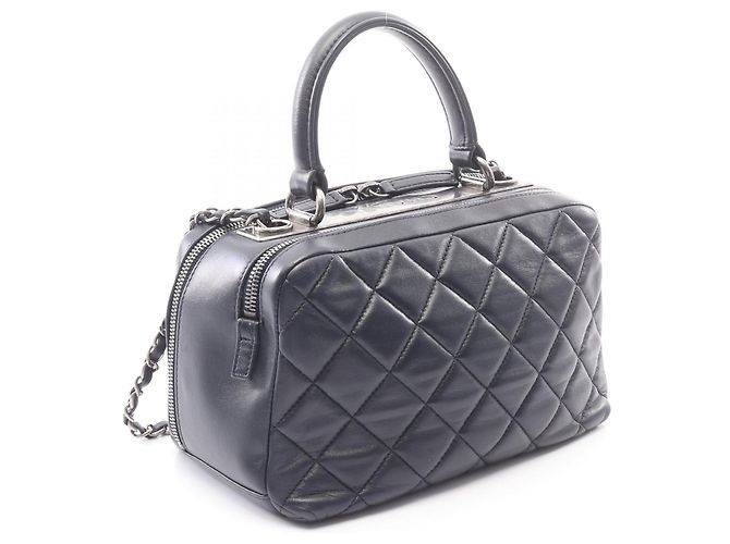 Borsa Bowling Matelassé in Pelle Chanel Blu - vista 8