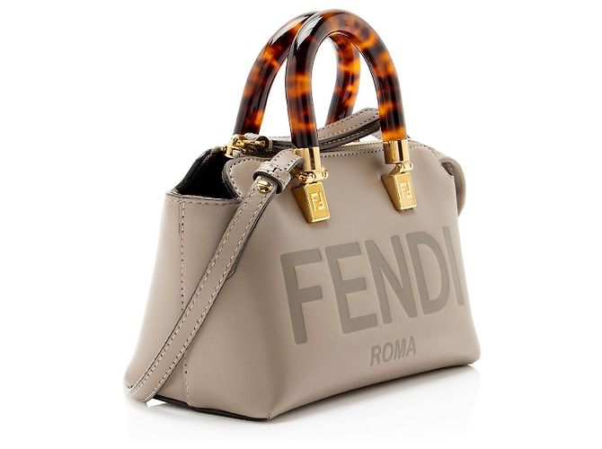 Fendi By The Way Mini Boston Tasche aus Leder Grau - Ansicht 2