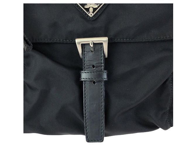 Borsa a tracolla Prada Nylon Leather Tessuto Logo Nero - vista 5