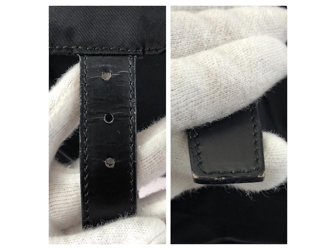 Borsa a tracolla Prada Nylon Leather Tessuto Logo Nero - vista 6