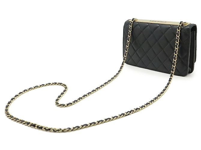 Portafoglio con catena Chanel Trendy CC in agnello Nero - vista 2