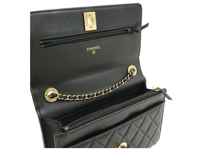 Portafoglio con catena Chanel Trendy CC in agnello Nero - vista 5