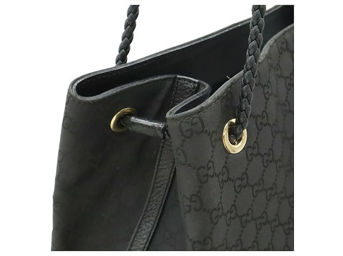 Borsa Tote GG in Nylon e Pelle Gucci Nera Nero - vista 4