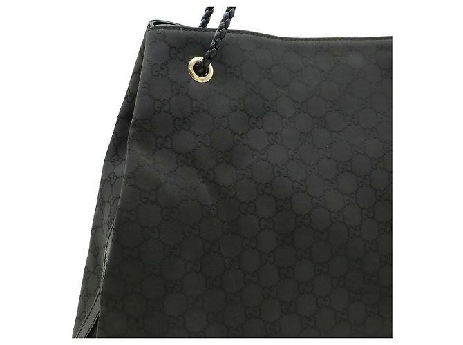 Borsa Tote GG in Nylon e Pelle Gucci Nera Nero - vista 7