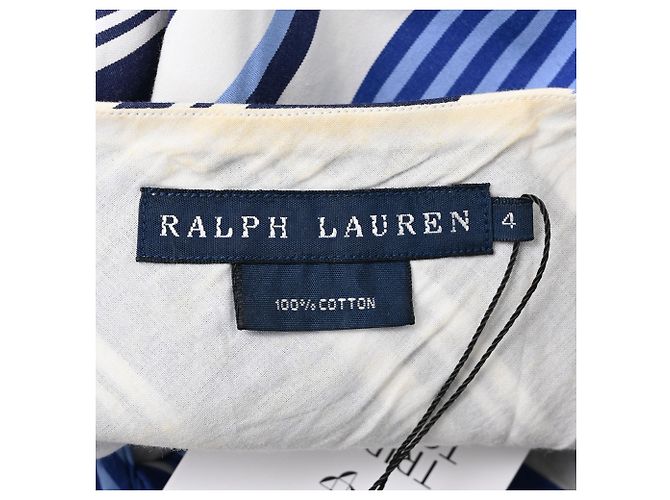 Abito midi svasato a righe Ralph Lauren in cotone blu - vista 4