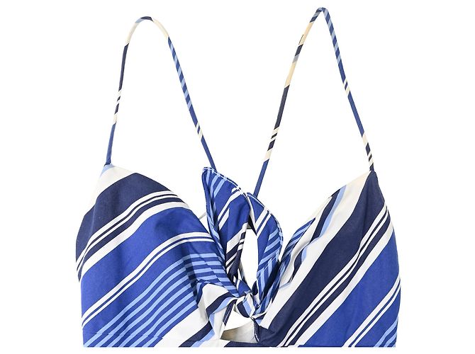 Abito midi svasato a righe Ralph Lauren in cotone blu - vista 6