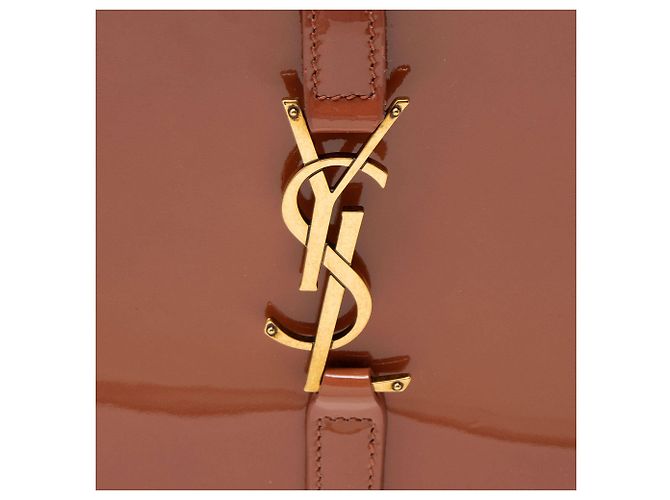Saint Laurent Patent Leather Monogram Le 5 A 7 Hobo Brown - view 9
