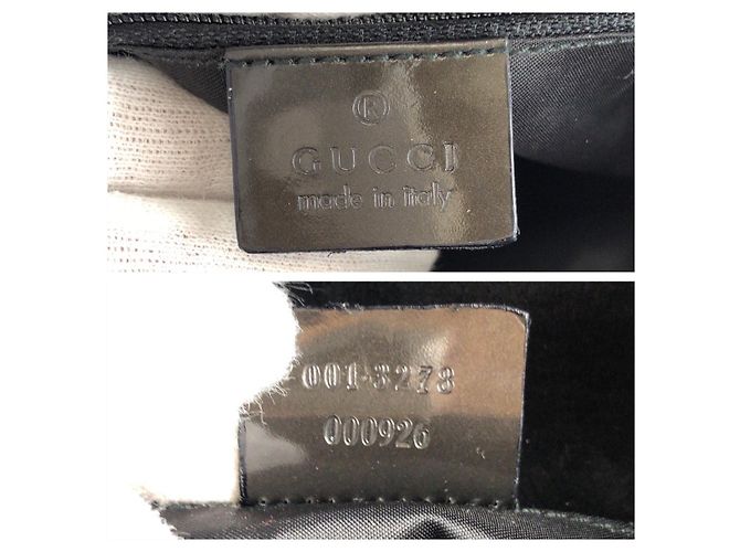 Borsa a tracolla Gucci Grigio Khaki Nero in smalto - vista 4
