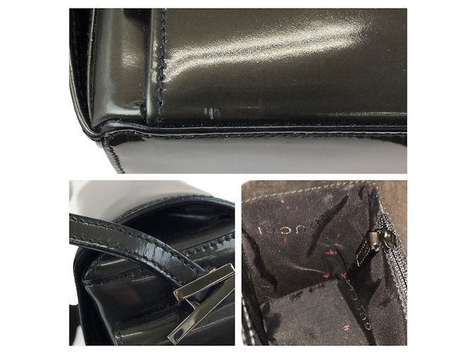 Borsa a tracolla Gucci Grigio Khaki Nero in smalto - vista 6