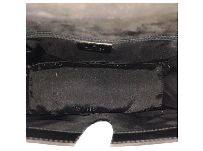 Borsa a tracolla Gucci Grigio Khaki Nero in smalto - vista 9