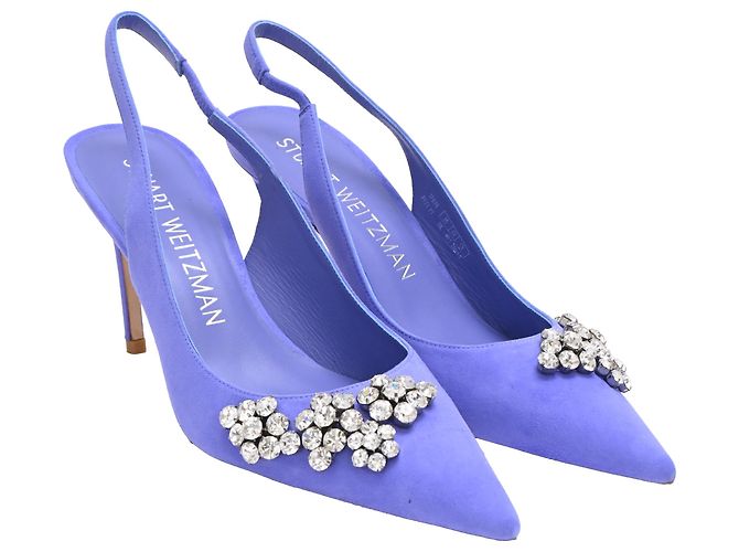 Décolleté slingback Stuart Weitzman Crystal Fleur in scamosciato viola Porpora - vista 2