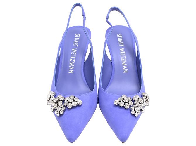 Décolleté slingback Stuart Weitzman Crystal Fleur in scamosciato viola Porpora - vista 3