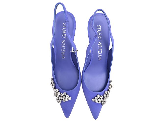 Décolleté slingback Stuart Weitzman Crystal Fleur in scamosciato viola Porpora - vista 5