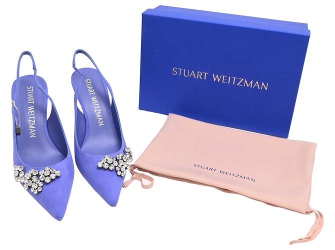 Décolleté slingback Stuart Weitzman Crystal Fleur in scamosciato viola Porpora - vista 7